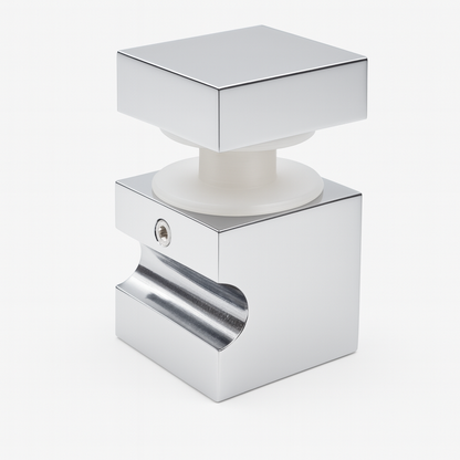 Square glass knob from Best Glass Parts, showcasing a clear, polished surface with a classic square shape for furniture or cabinet use.