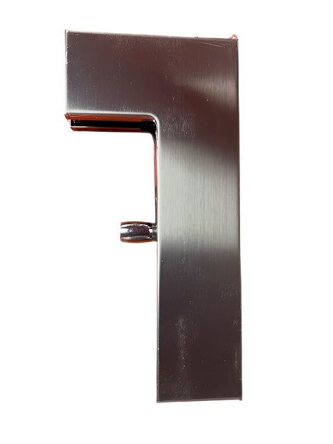 Overpanel to side panel pivot patch fitting from Best Glass Parts, showing a close-up of the hardware on a clear glass panel.