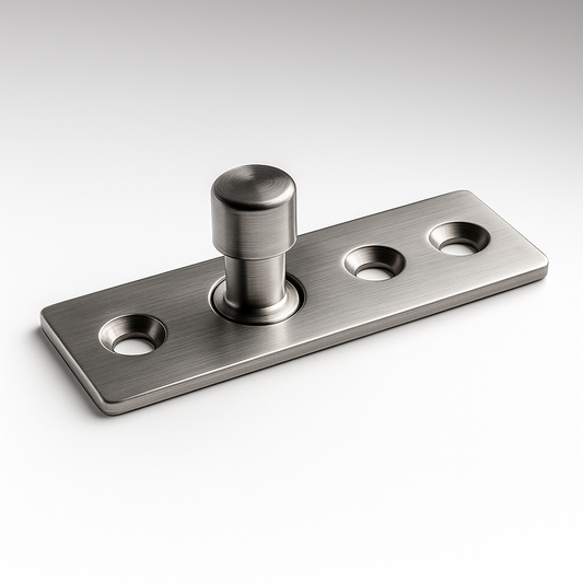 Patch Pivot Top Plate from Best Glass Parts, a clear glass repair component with precise edges and mounting holes.