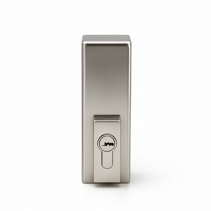 Close-up of Best Glass Parts Patch Series Lock showing its sturdy metal construction and locking mechanism.