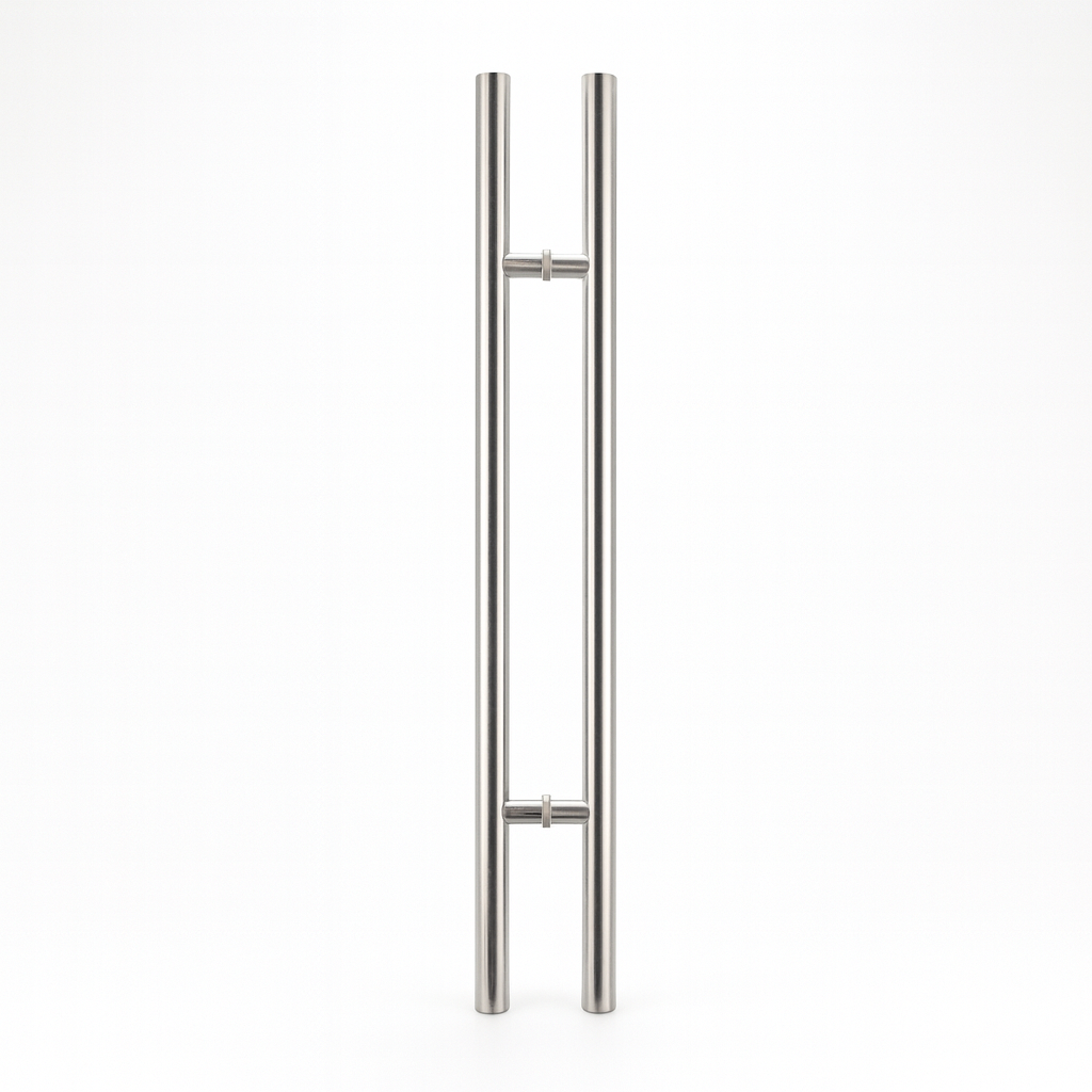 Round 48-inch pull handle with lock by Best Glass Parts, featuring a sleek metal design and integrated locking mechanism.