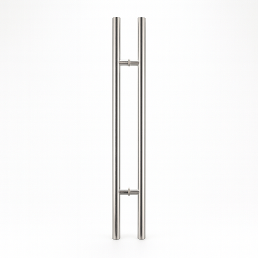 Round 48-inch pull handle with lock by Best Glass Parts, featuring a sleek metal design and integrated locking mechanism.