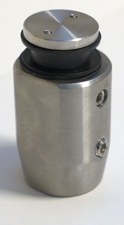 Round roller return panel clamp by Best Glass Parts, showing the smooth, polished metal surface and secure mounting features.