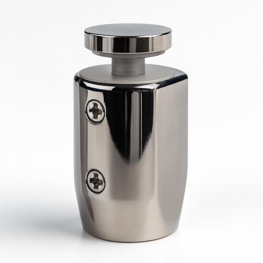 Round roller return panel clamp by Best Glass Parts, showing the metal clamp with polished finish and mounting hardware.