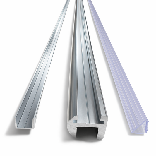 Best Glass Parts 110-inch shower header kit with header bar, suitable for 8-10mm glass shower enclosures, silver finish.