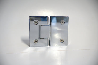 Glass-to-glass hinge for shower doors, Standard GEN Hinge 180 from Best Glass Parts, showing the hinge mechanism and mounting plates.