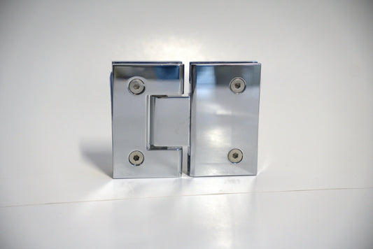Glass-to-glass hinge for shower doors, Standard GEN Hinge 180 from Best Glass Parts, showing the hinge mechanism and mounting plates.