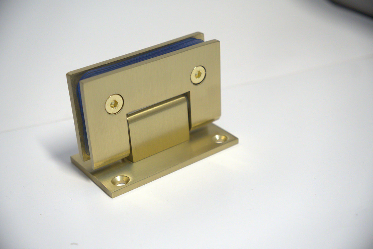 Chrome Standard GEN Hinge Wall to Glass F Plate by Best Glass Parts, showing the hinge and glass connection for shower enclosures.
