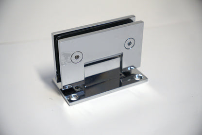 Standard GEN Hinge Wall to Glass H Plate by Best Glass Parts, close-up showing sleek metal hinge for glass shower doors.