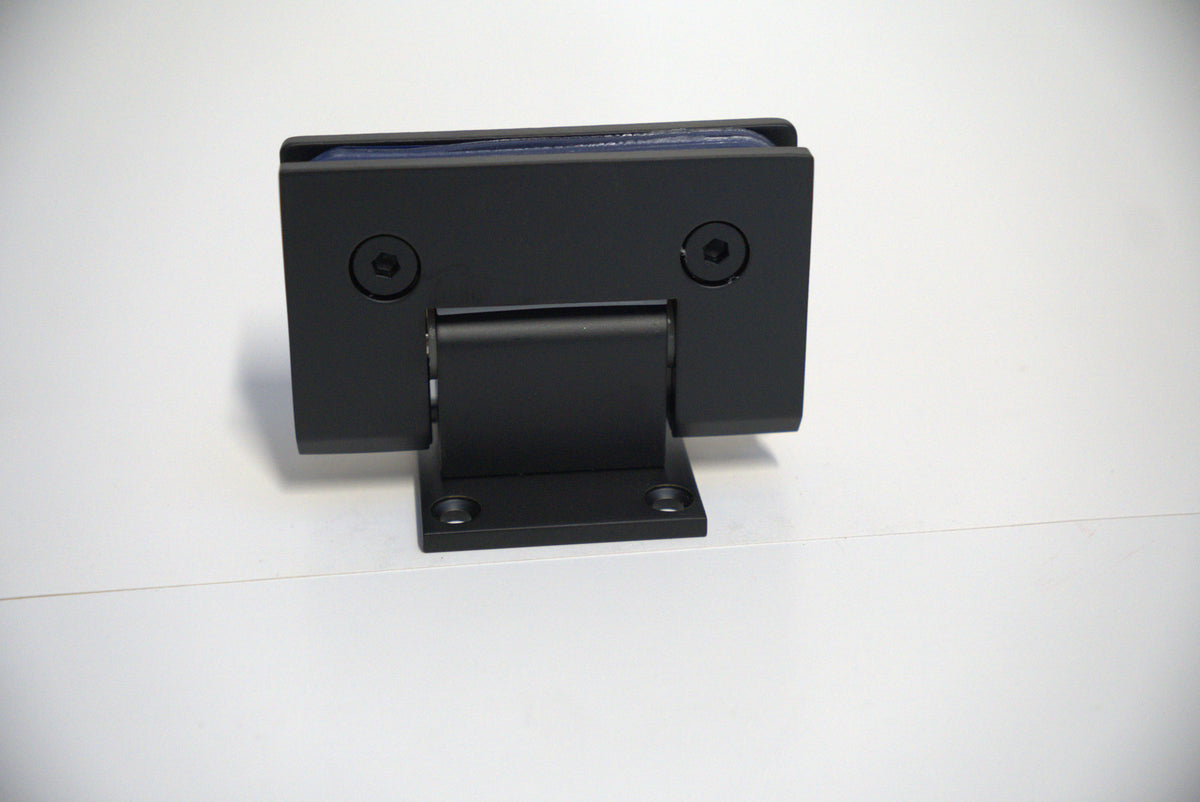 Standard GEN hinge wall to glass short plate by Best Glass Parts, showing the hinge mechanism and mounting plate on glass.