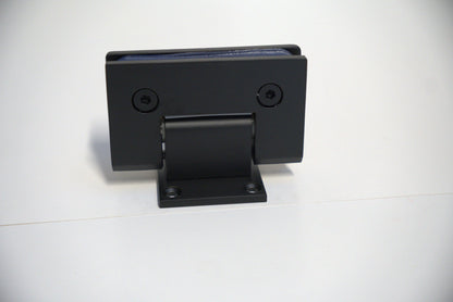 Standard GEN hinge wall to glass short plate by Best Glass Parts, showing the hinge mechanism and mounting plate on glass.