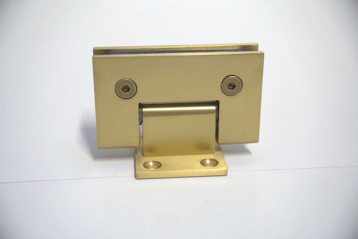 Best Glass Parts Standard GEN Hinge Wall to Glass Short Plate for shower enclosures, showcasing the hinge and glass connection.