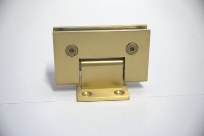 Best Glass Parts Standard GEN Hinge Wall to Glass Short Plate for shower enclosures, showcasing the hinge and glass connection.