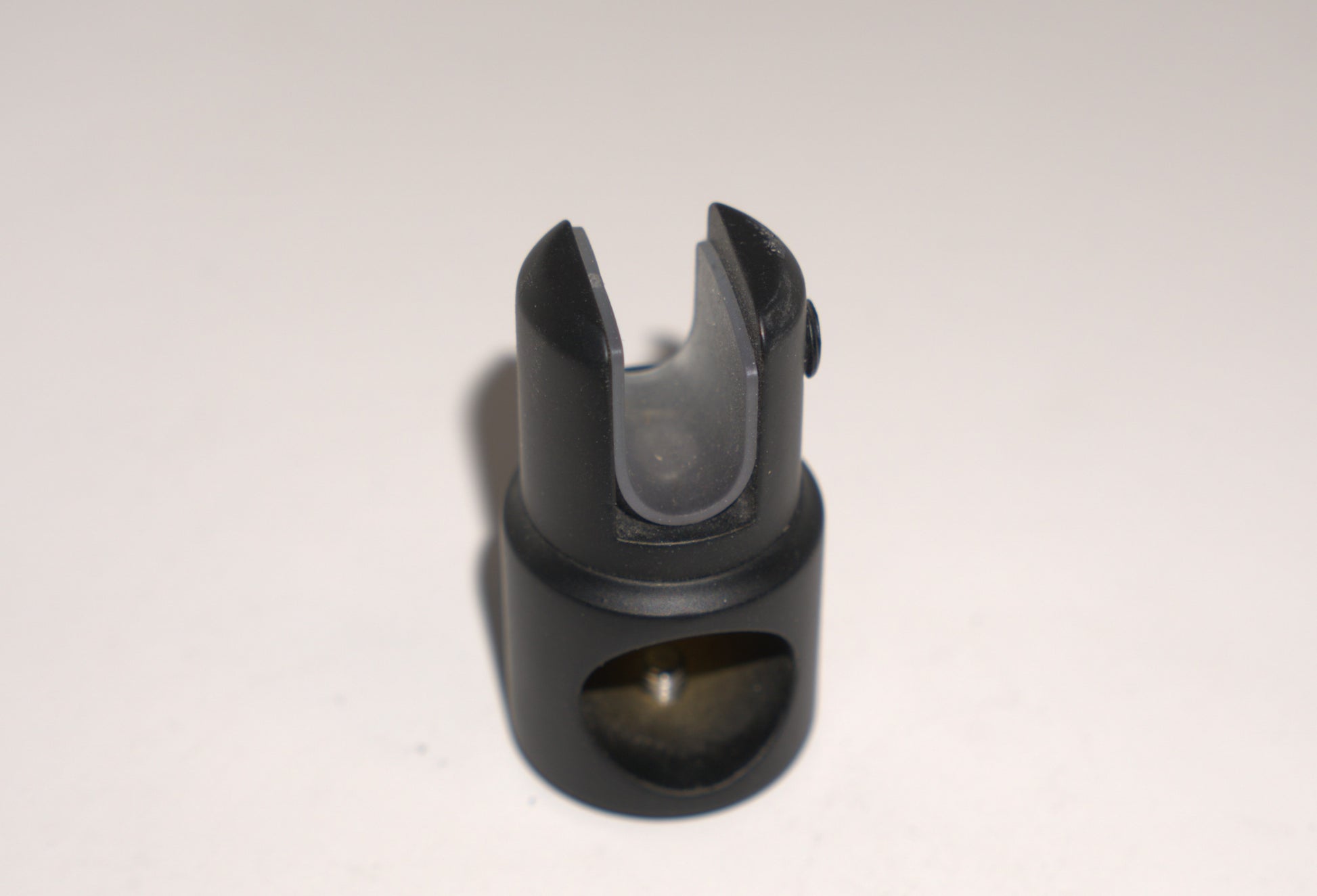 Support bar clamp for glass to rod, half open design, black finish by Best Glass Parts, ideal for securing glass panels.