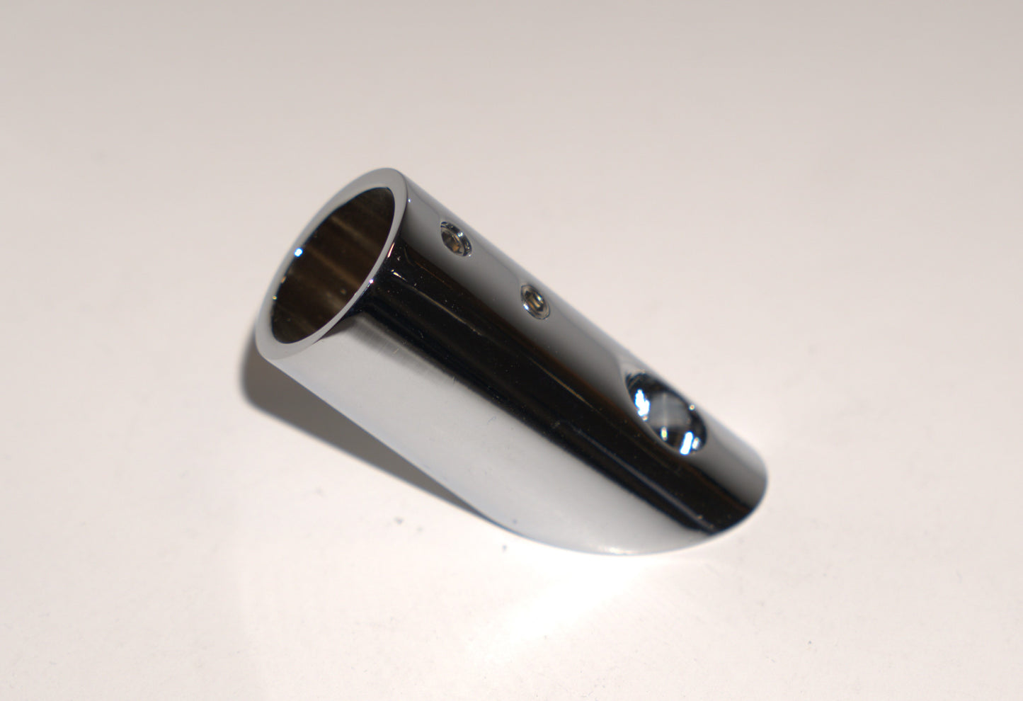 Support bar flange wall to rod 45 degree angle for glass shower enclosures from Best Glass Parts, chrome finish.