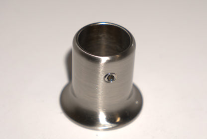 Bronze support bar flange for wall-mounted rod from Best Glass Parts, shown with mounting hardware and wall attachment.