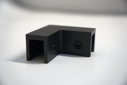 Top Clamp 90 from Best Glass Parts, showing a sturdy metal clamp with a 90-degree angle for glass installation.