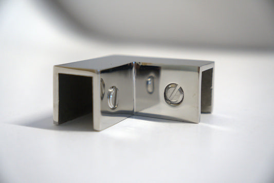 Top Clamp 90 by Best Glass Parts, stainless steel construction, designed for securing glass panels in architectural applications.