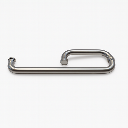 Round 6-inch by 18-inch towel bar return handle from Best Glass Parts, made of durable metal with a polished finish.