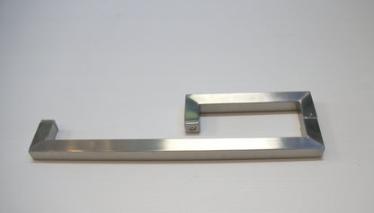 Square 6-inch by 18-inch towel bar return handle from Best Glass Parts, with a sleek, modern design and polished finish.