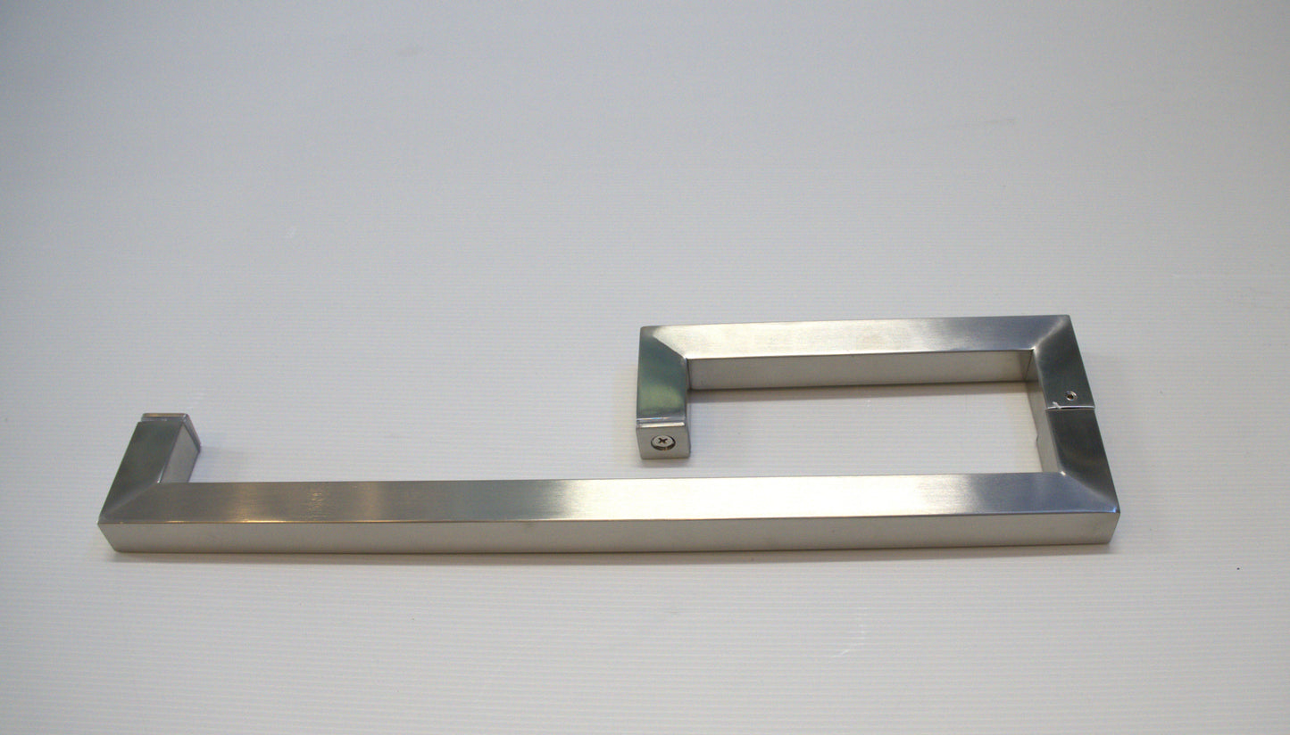 Square 8-inch by 18-inch towel bar return handle from Best Glass Parts, featuring a polished finish and modern design.