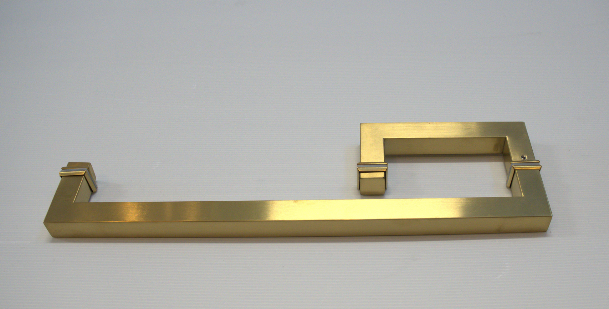 Square 8" x 18" towel bar return handle by Best Glass Parts, showcasing a sleek metal design for bathroom use.
