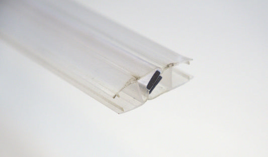 Clear 10mm shower sweep magnetic 45° angle from Best Glass Parts, 96 inches long, designed for shower glass doors.
