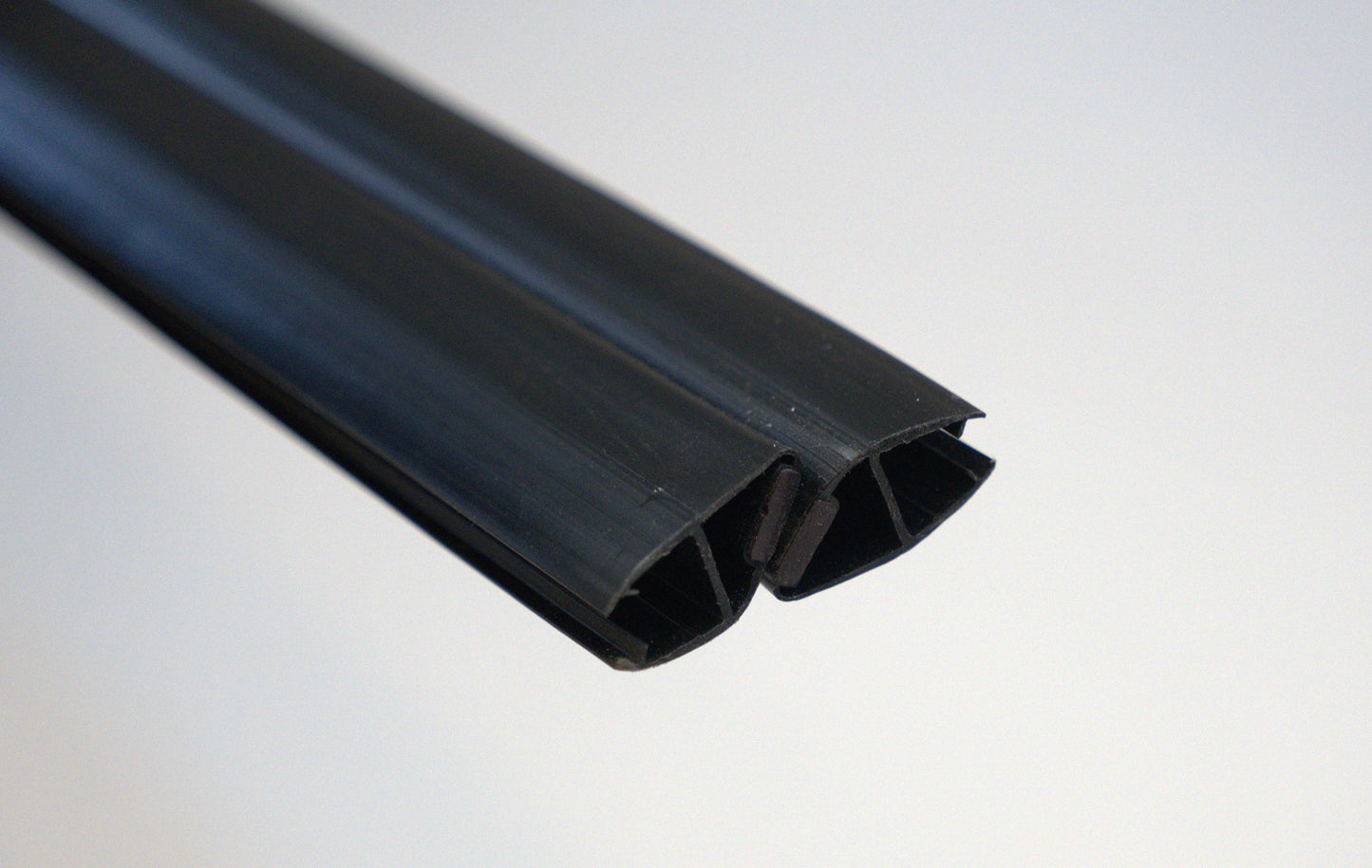 Magnetic 10mm shower sweep with 45° angle, black finish, 96-inch length, designed for glass shower enclosures by Best Glass Parts.