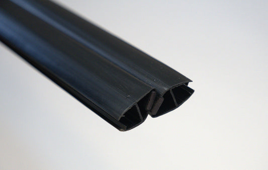 Magnetic 10mm shower sweep with 45° angle, black finish, 96-inch length, designed for glass shower enclosures by Best Glass Parts.
