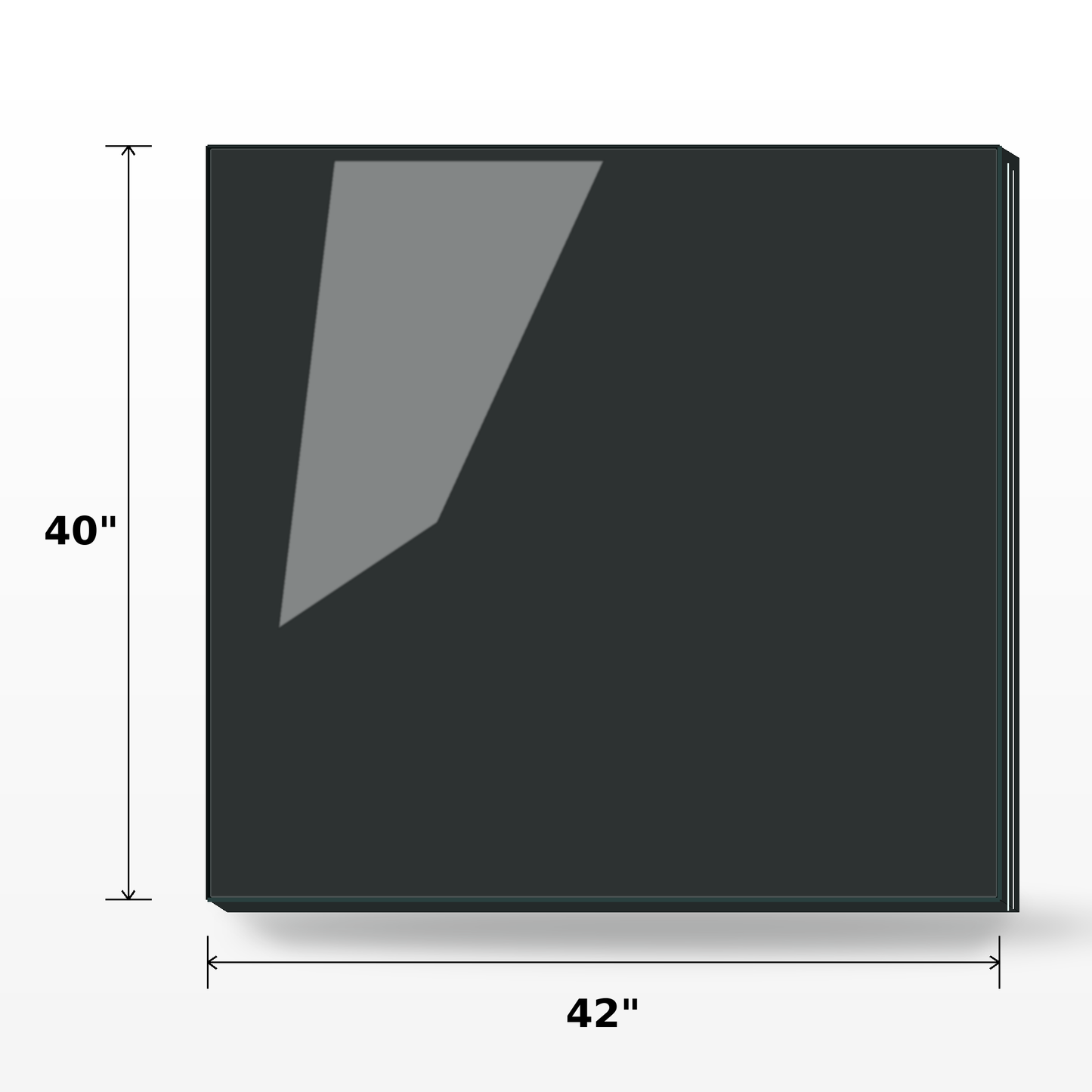 Tempered glass railing panel, 40 inches high, 12mm thickness, from Best Glass Parts, suitable for modern balcony or stair railings.