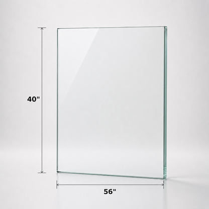 Tempered 12mm (1/2") railing glass panel, 40 inches high, by Best Glass Parts, showing clear safety glass for balustrades or railings.