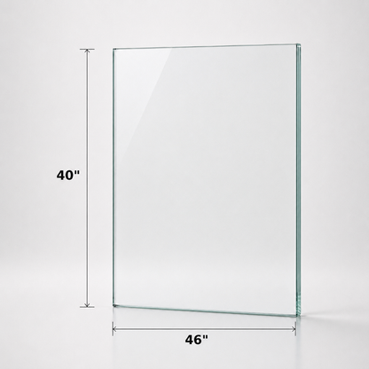 Tempered 12mm (1/2") glass panel for railing, 40 inches high, by Best Glass Parts, showcasing clear safety glass for balustrades.