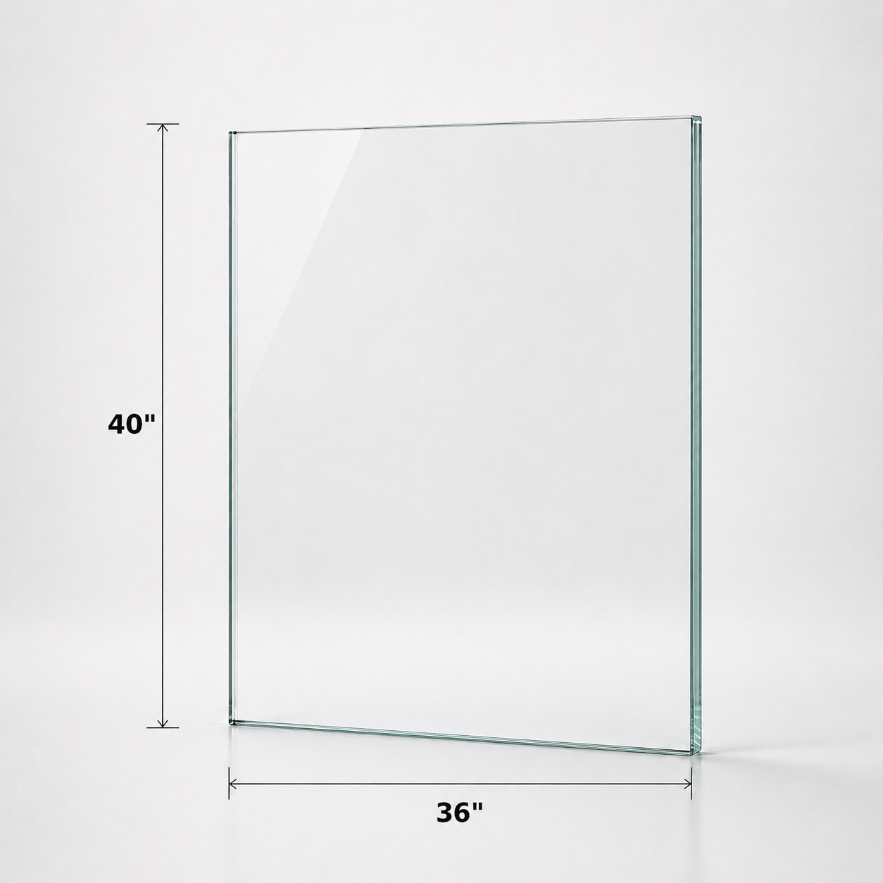 12mm tempered railing glass panel, 40 inches high, from Best Glass Parts, showcasing clear safety glass for indoor or outdoor railings