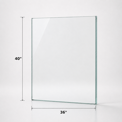 12mm tempered railing glass panel, 40 inches high, from Best Glass Parts, showcasing clear safety glass for indoor or outdoor railings