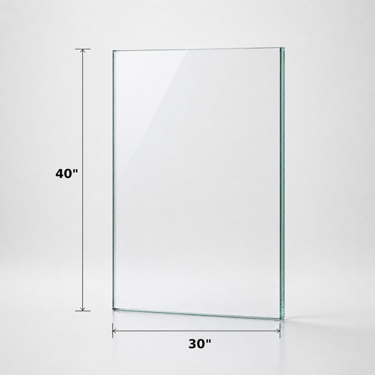 Tempered 12mm glass panel for railing, 40 inches high, by Best Glass Parts, showing clear, sturdy safety glass for balcony or stair railing.