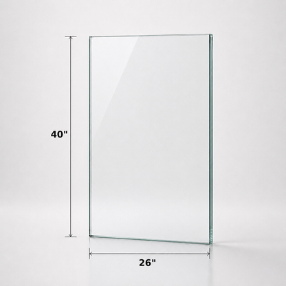Tempered 12mm (1/2 inch) railing glass panel, 40 inches high, manufactured by Best Glass Parts, suitable for modern railings.