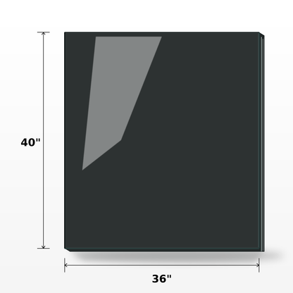 Tempered 12mm (1/2") railing glass panel, 40 inches high, by Best Glass Parts, showing clear safety glass for balcony or stair railings.