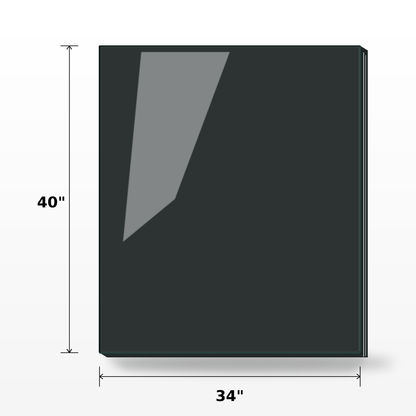 Tempered glass railing panel, 12mm thick, 40 inches high, by Best Glass Parts, with clear, smooth glass surface and polished edges.