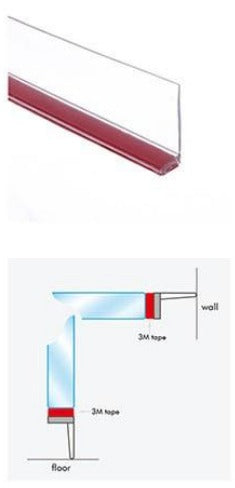 Clear L-shaped 96-inch shower sweep from Best Glass Parts, designed to seal and protect shower door edges.