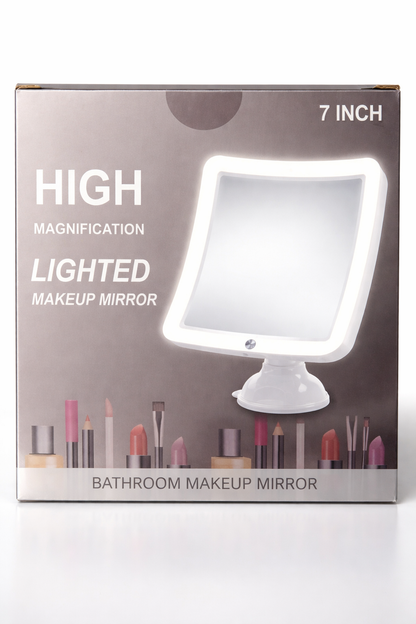 7-inch LED makeup mirror with 15x magnification and suction cup, lighted vanity mirror by Best Glass Parts.