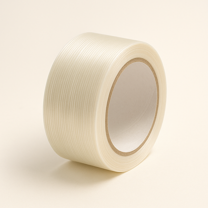 Blue filament tape by Best Glass Parts with reinforced fibers, used for packaging and bundling heavy items.