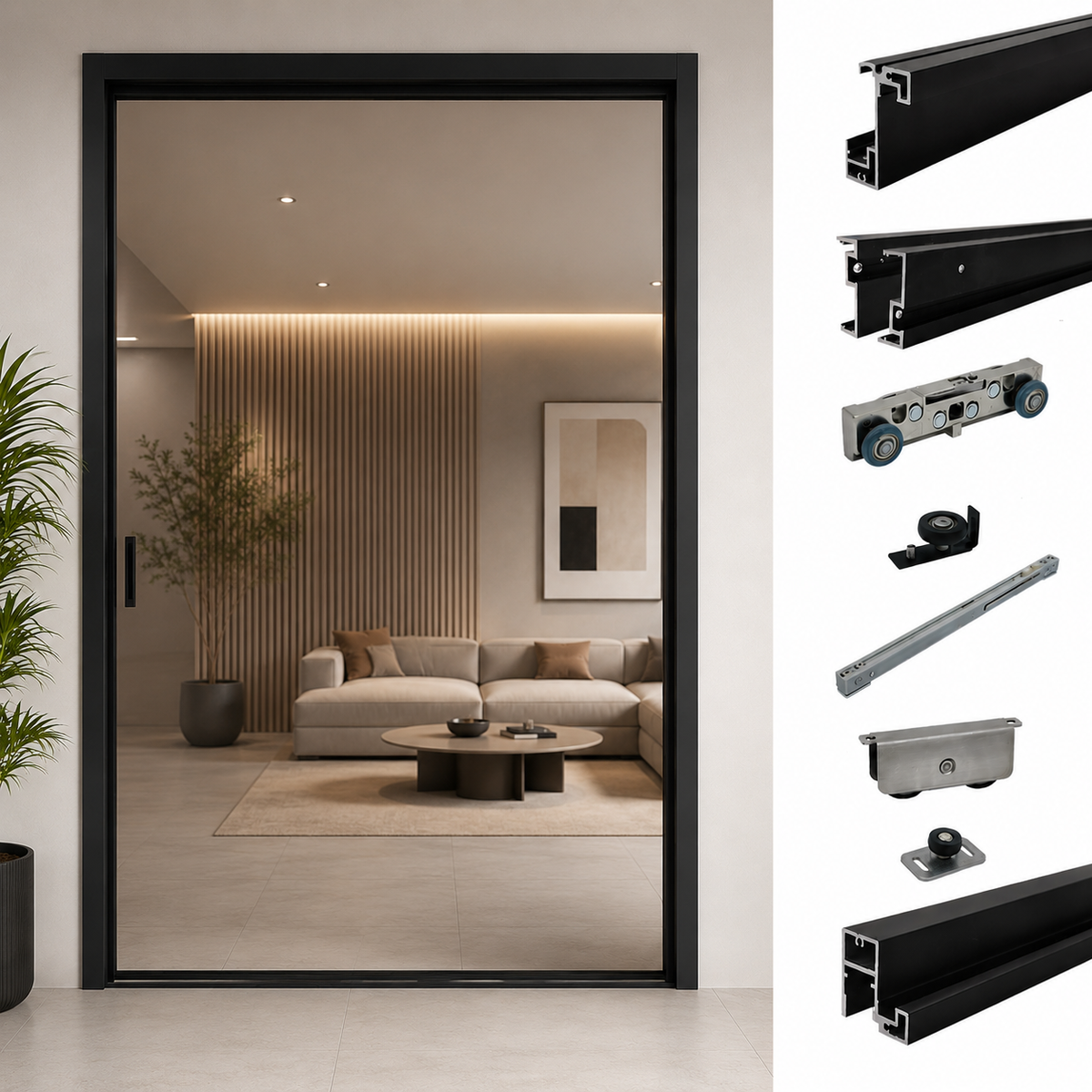 Ghost Sliding Door System - Invisible Track System - Only Kit