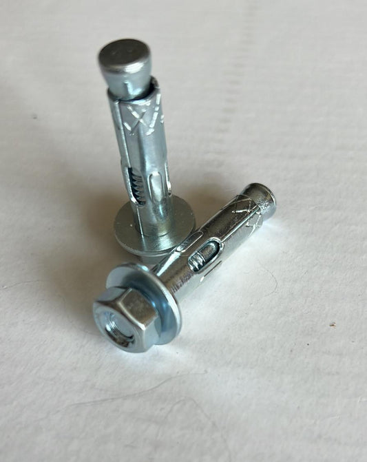 Hex head sleeve anchor for railing installation, shown in a close-up view of the Best Glass Parts product.