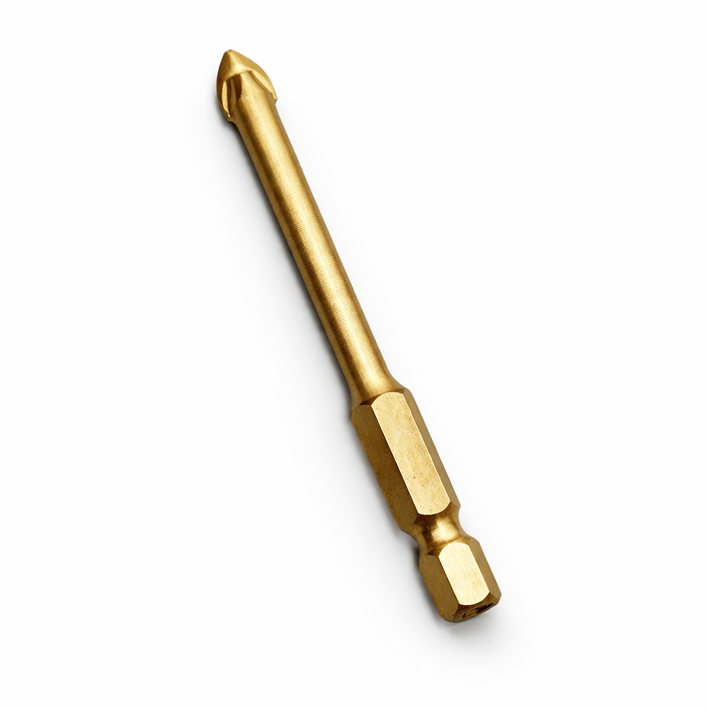 Golden 5mm triangle drill bit by Best Glass Parts, designed for precision drilling in glass and other materials.