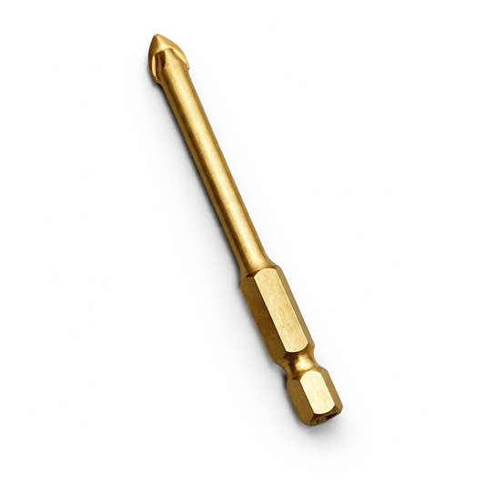Golden 5mm triangle drill bit by Best Glass Parts, designed for precision drilling in glass and other materials.