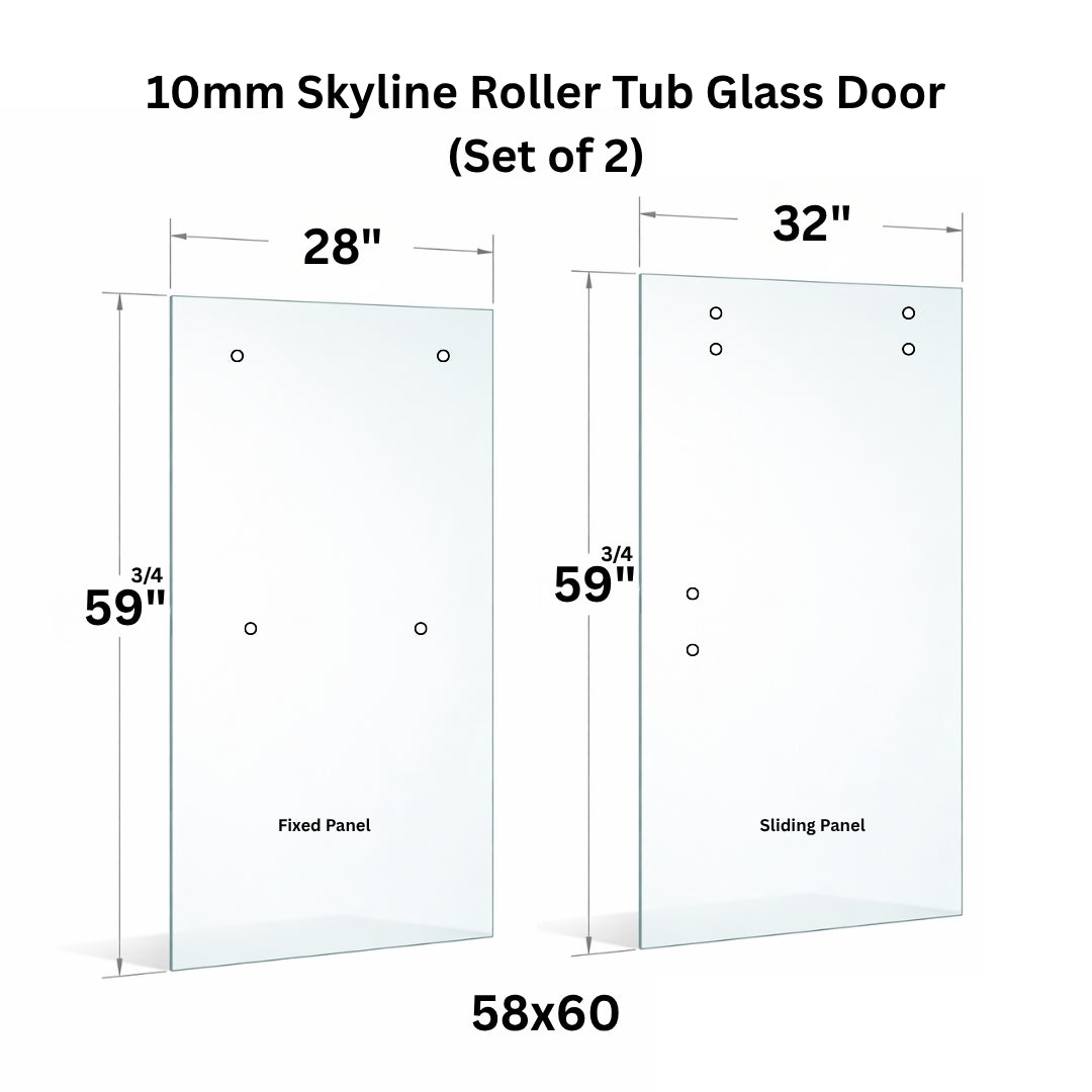 10mm tempered glass panel with holes for roller sliding glass door by Best Glass Parts, showing the glass with drilled holes.