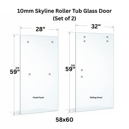 10mm tempered glass panel with holes for roller sliding glass door by Best Glass Parts, showing the glass with drilled holes.