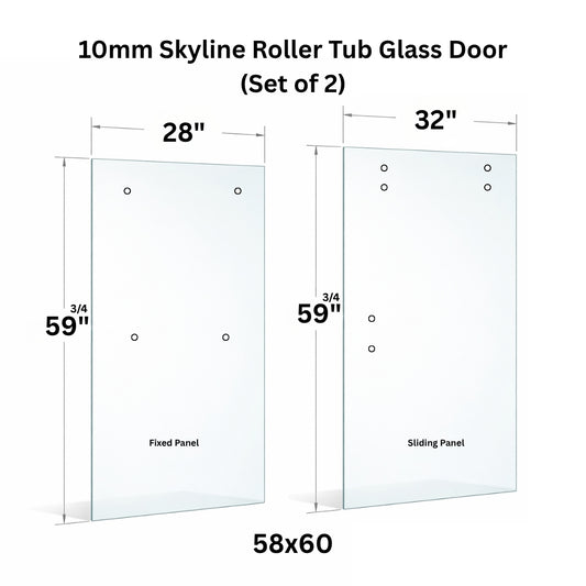 10mm tempered glass panel with holes for roller sliding glass door by Best Glass Parts, showing the glass with drilled holes.