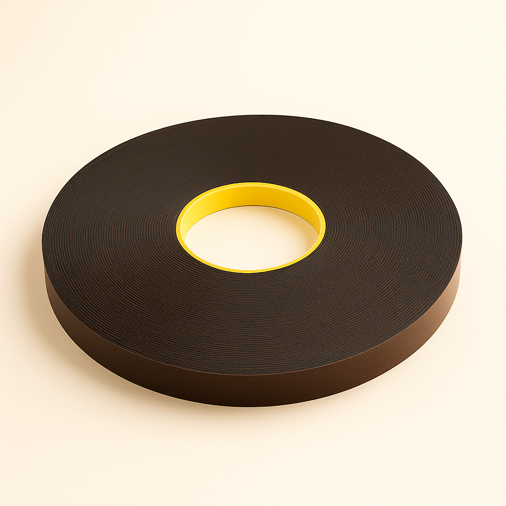 White U-channel tape from Best Glass Parts, showing close-up of flexible adhesive-backed tape for glass edging or framing.