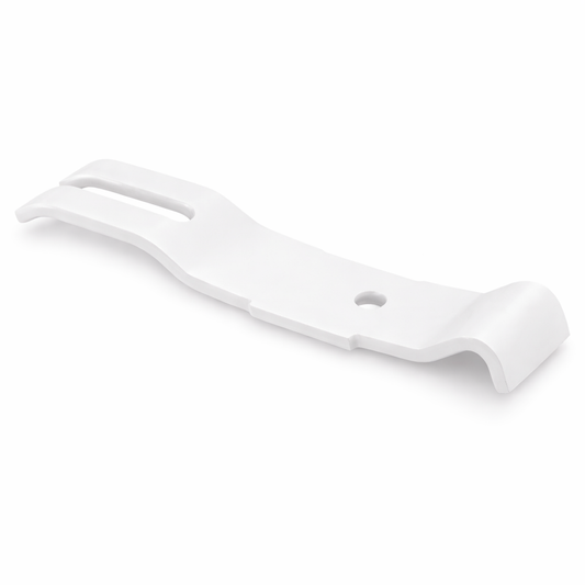 White metal corner bracket for wire shelving by Best Glass Parts, used to support and secure shelving units.
